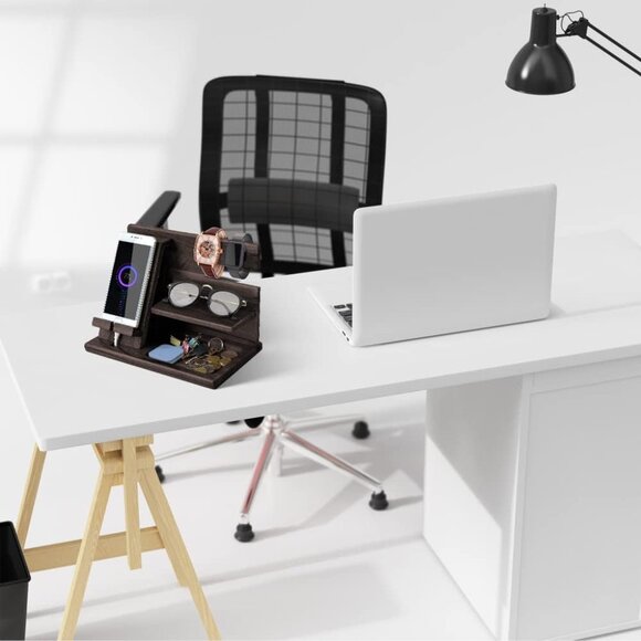 Wooden Phone Docking Station Organizer – Nightstand & Desk Accessory - Picture 4 of 7